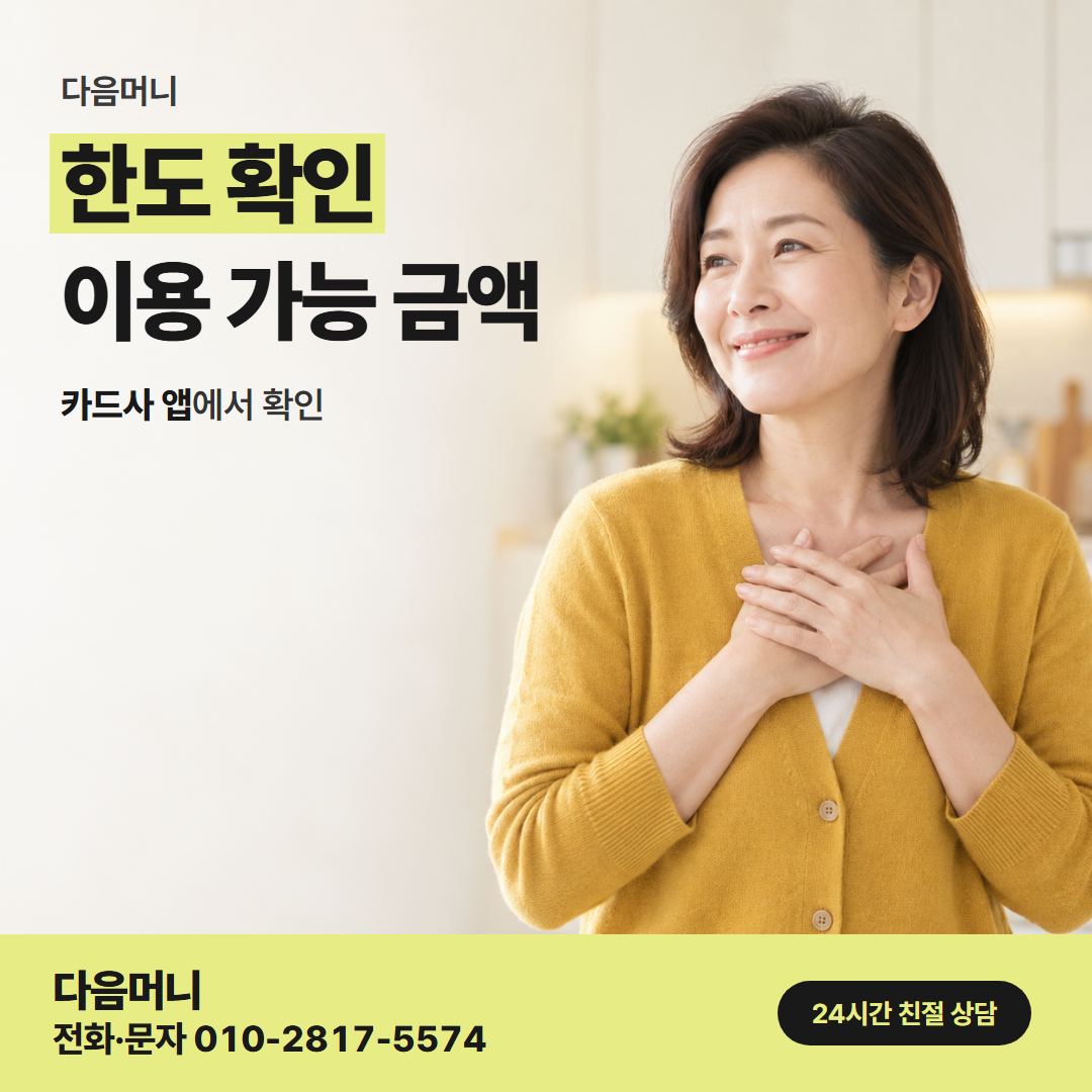 다음머니 원주카드깡 통화 전에 조회해 둘 한도